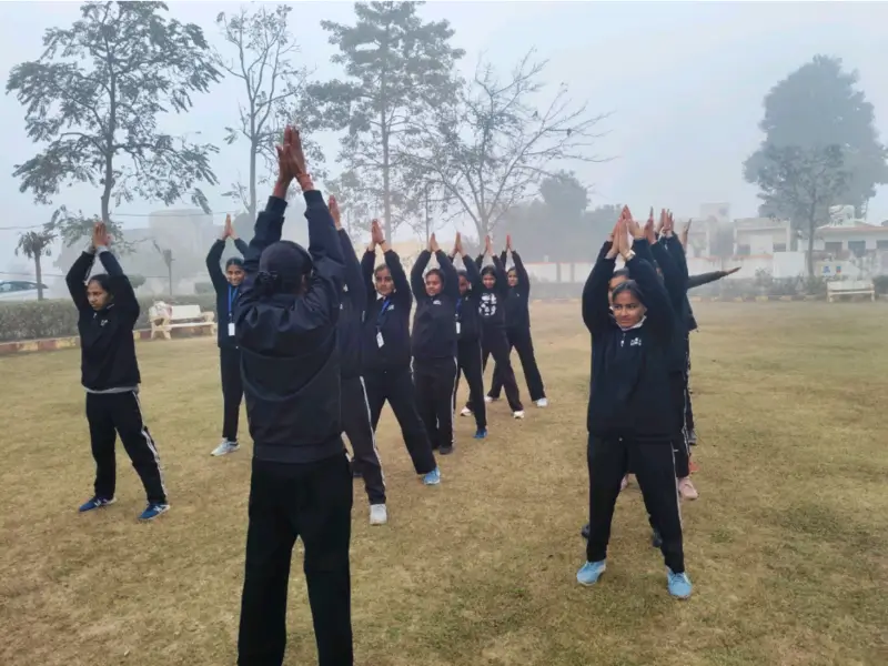 Scout Guide training on playground at DIET Bijnor